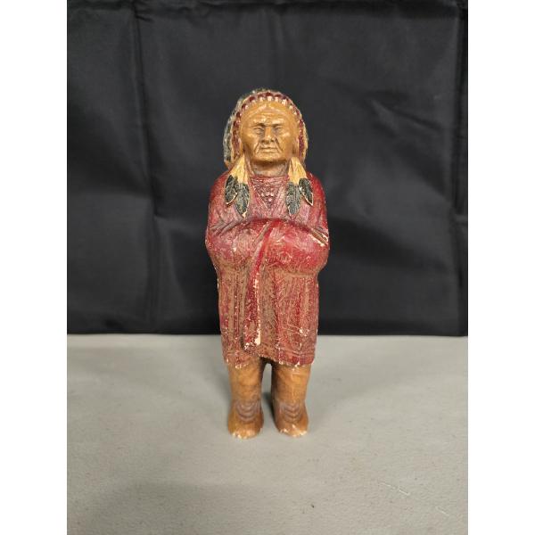 Vintage Wood Carved Cigar Store Indian / Figurine  Indian - 6 in tall