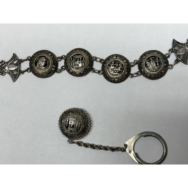 Sterling Charm Bracelet & Chain with designs - total Weight 37.0 Grams 