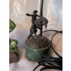 Image 2 : Unique Vintage Iron And Marble Cowboy 17" Lamp And 2 Cute 7" Frog Candlesticks