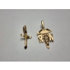 Image 2 : Two 14K Gold Pendants - Cross & "R.N." Caduceus - Total Weight 1.1 Grams