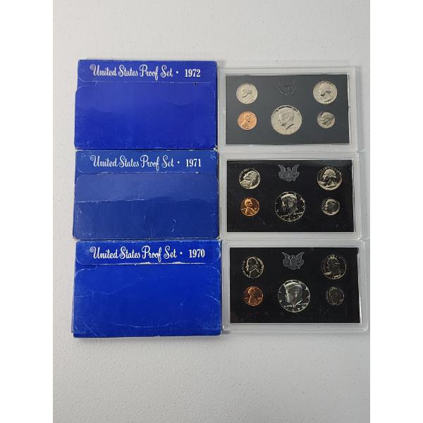 1970, 1971, 1972 United States Mint Proof Sets