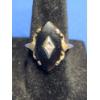 Image 1 : Vintage 10K Marquise-Cut Black Onyx And Diamond Ring - Size 6 - Weight: 3.1g