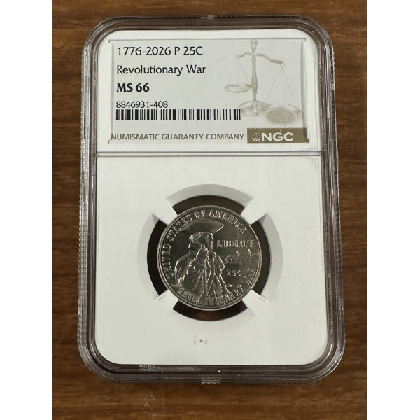NGC MS66 1776-2026 P Revolutionary War Quarter -Less than 4000 in this graded condition at this time