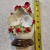 Image 4 : Vintage Capodimonte Porcelain Sculpture features Two Doves in a White Egg Adorned with Red Roses