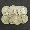 Image 1 : Eight Assorted 90% Silver United States Washington Quarters ~ $2.00 Face Value