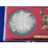 Image 2 : 1996 Silver American Eagle 1 oz .999 Fine Silver in "Superstar" Holder Display