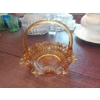 Image 3 : Small Fenton Group - 2 Pc Milk Glass Hobnail Creamer & Sugar & Amber Ruffled Basket Nice