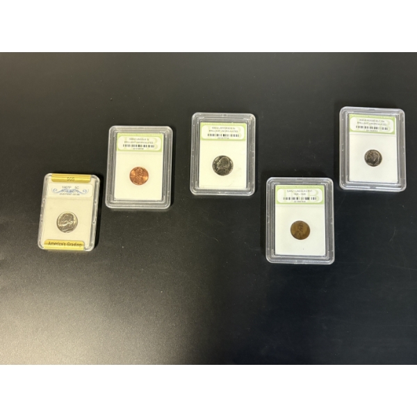 International Numismatic Bureau Coins UNC - SGS MS70 1987P 5c Nickel - 1998-D Lincoln 1c UNC Penny 