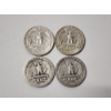 Image 2 : Four Assorted Years 90% Silver Washington Quarters - FV: $1.00