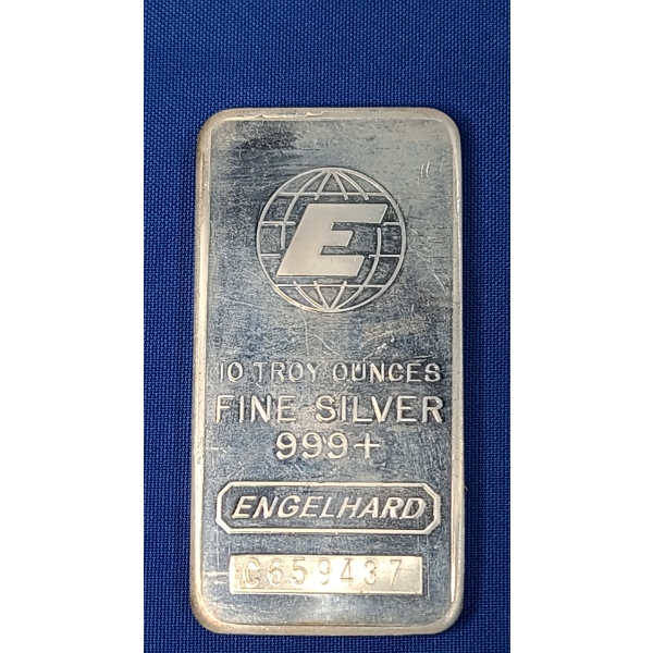 Engelhard 10 Troy Ounce 999+ Fine Silver Bar 