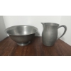 Image 1 : Vintage 2 pc Pewter Lot 10" Bowl & 7" Pitcher