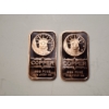 Image 1 : (2) 1 AVDP ounce .999 Fine Copper Bars ft. Statue of Liberty Design - 2 oz Total 