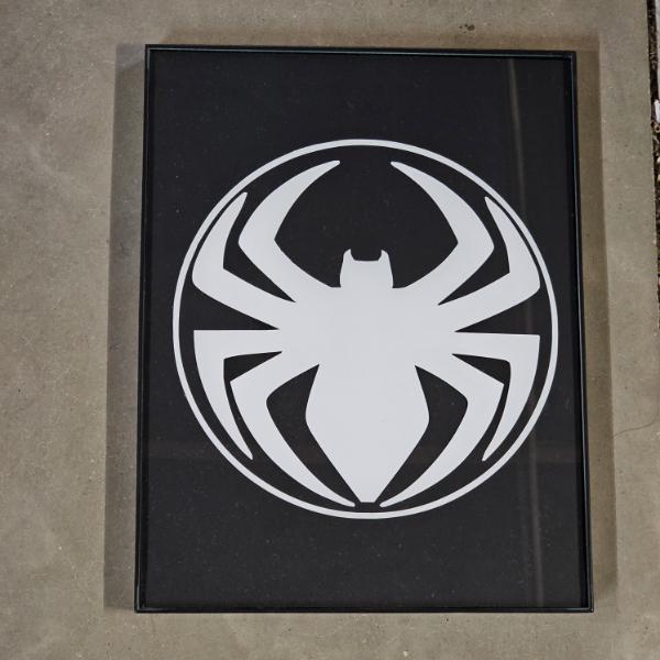 Marvel Spider-Man Black Suit Logo Minimalist Framed Glass Art (13x10")