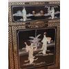 Image 5 : Superb! - Japanese Carved MOP Geisha Girls On Black Enamel & Silver Embellished Side Chest