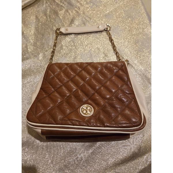 Beautiful Brown Two Tone Tory Burch With Gold Chain Strap Bag