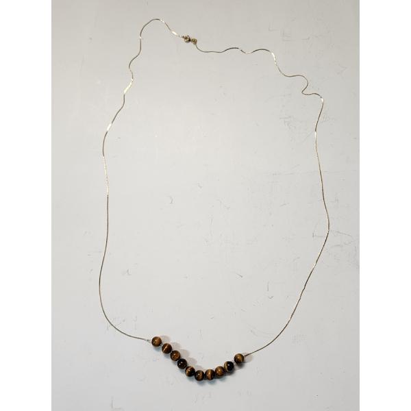 Gorgeous 14K Gold 30in Necklace with Tiger Eye Beads TW: 6.3g