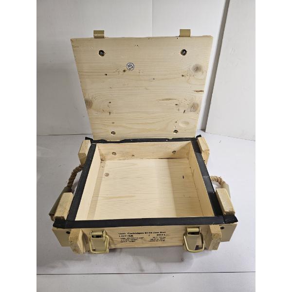 Rustic Vintage Wooden Military Ammunition Crate - Approximately 39 x 32 x 13 cm