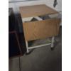 Image 4 : Metal 24'' Bankers Lamp, 28'' Storage Cube Table And 18''x27''x31'' Drop Side Metal Wheeled Cart