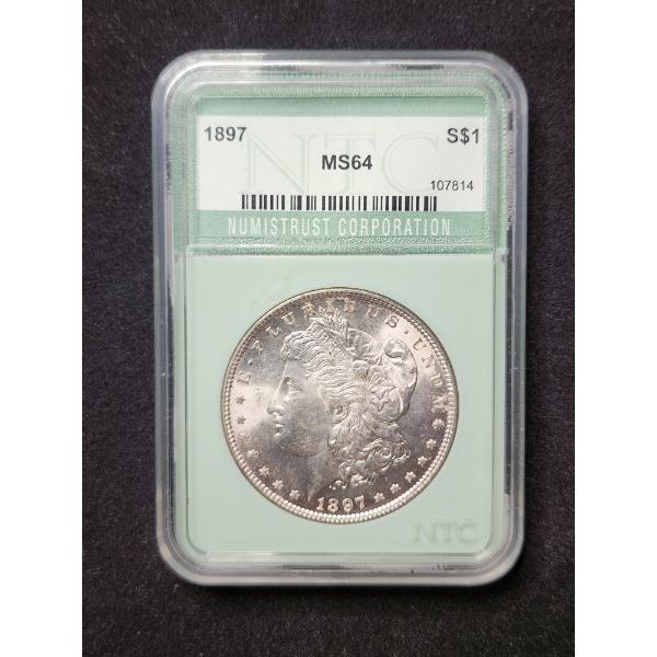 NTC MS64 Graded 1897 Morgan Silver Dollar - An Excellent Condition Coin Only 2.8 Million Minted 