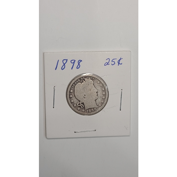 1898 90% Silver Barber Quarter
