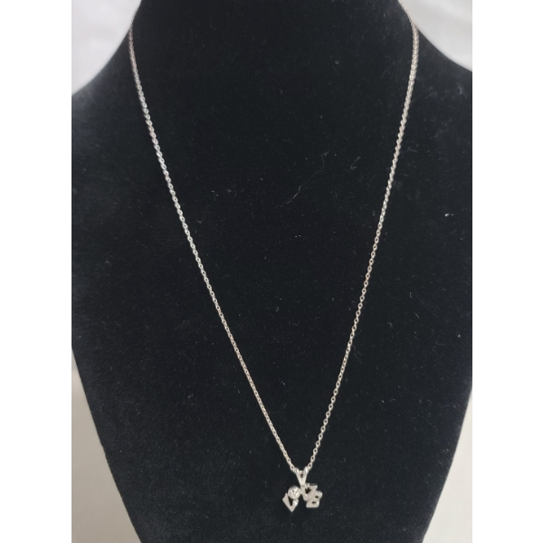 Lovely Sterling Silver "Love" Pendant On Sterling Silver 18" Necklace - Weight: 1.8g