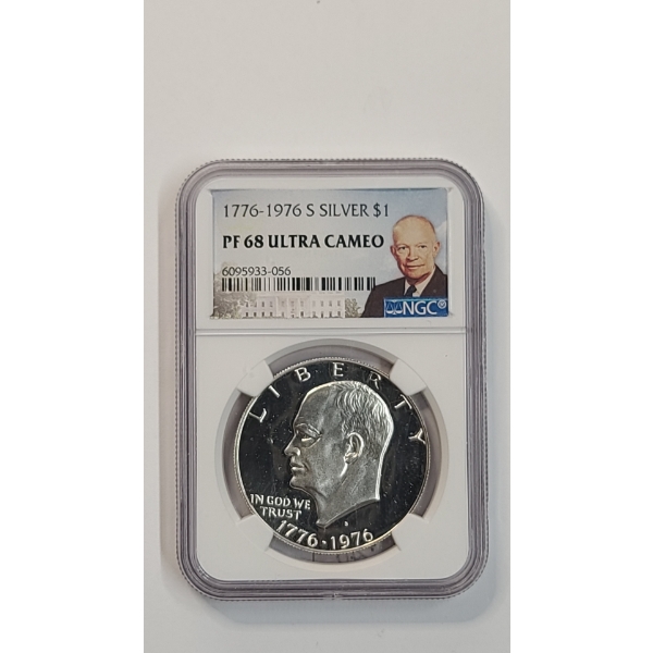 NGC 1776-1976-S PF 68 ULTRA CAMEO 40% Silver Eisenhower Bicentennial Dollar 