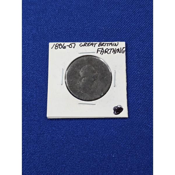 1806 or 1807 VINTAGE OLD Great Britian Farthing Coin