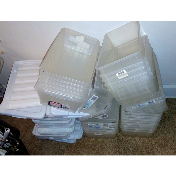Large Lot Of Storage Tubs Medium Size Approx 14 by 8 by 5