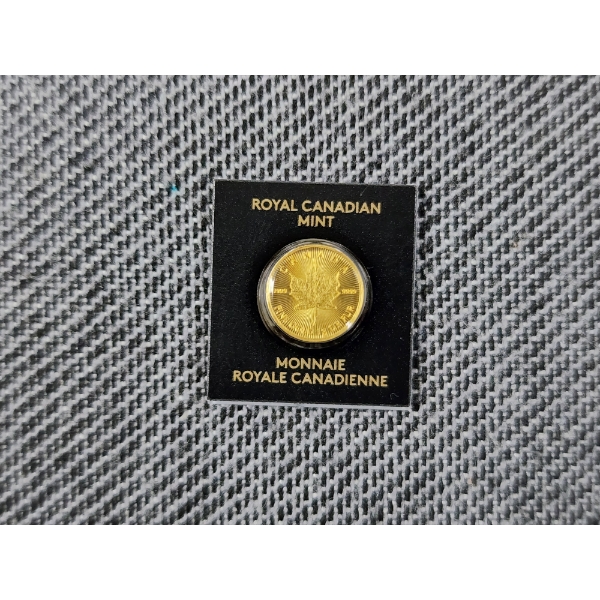 2019 One Gram .9999 Fine Gold Maple Leaf Round in Card