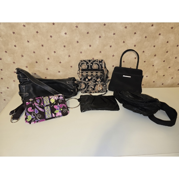 6 Assorted Purses incl Nine West and Vera Bradley