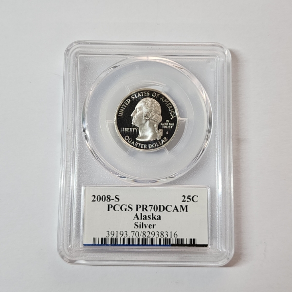 PCGS PR70 DCAM 2008-S Alaska State Silver Quarter 