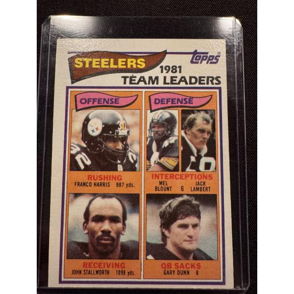 1981 Topps Pittsburgh Steelers Harris, Lambert, Blount & Stallworth Football Card - Mint Condition
