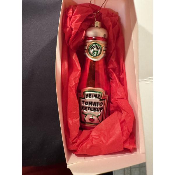 Heinz 57 Tomato Ketchup Hand Blown 6" Glass Bottle Ornament - Mint Condition