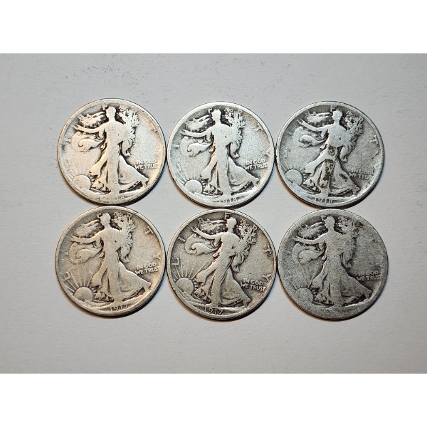 Assorted Years Silver Walking Liberty Half Dollars Face Value: $3.00