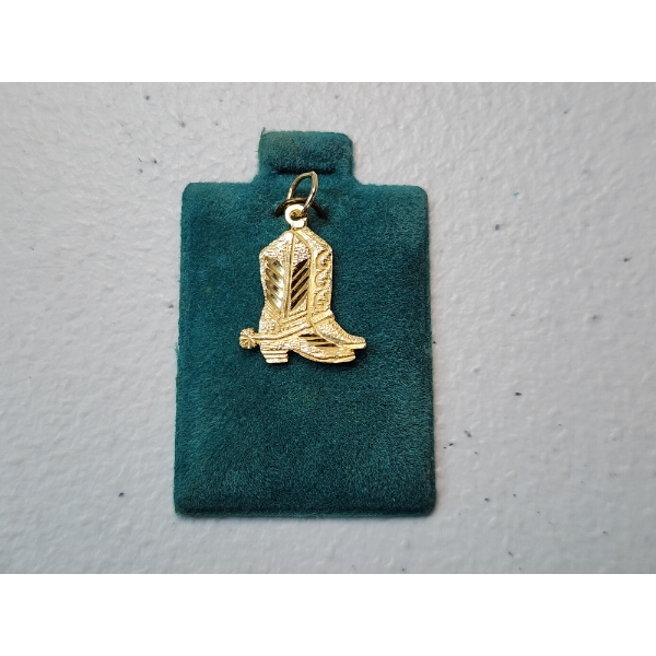 14K Yellow Gold Cowboy Boots Pendant TW: 0.8g