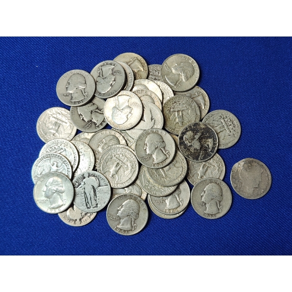 Lot of Assorted Years Silver Quarters - Including Standing Liberty and Washington FV: $5.00