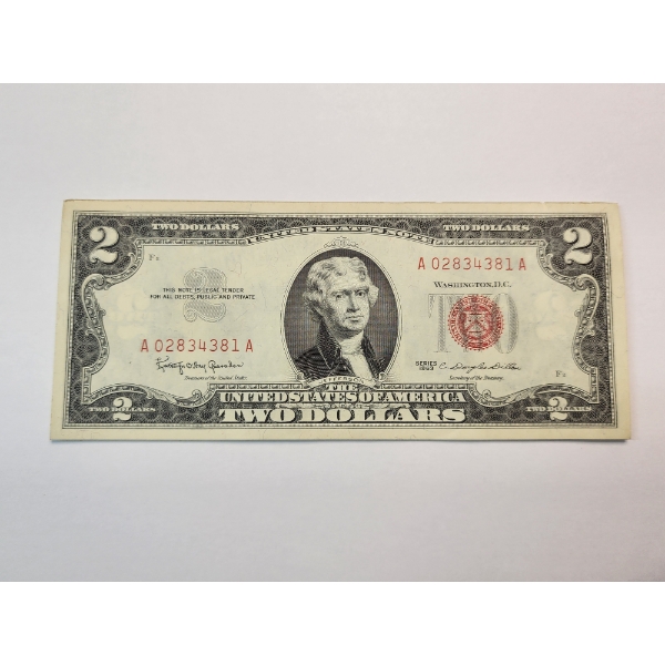 U.S. 1963 $2 Red Seal Sequential SN Notes - Intact Original Glued Set of 10 - Excellent Condition! 