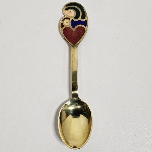 1968 Danish A. Michelsen Sterling Silver Gold Plated Enamel Henry Heerup Christmas Spoon (46.7g)