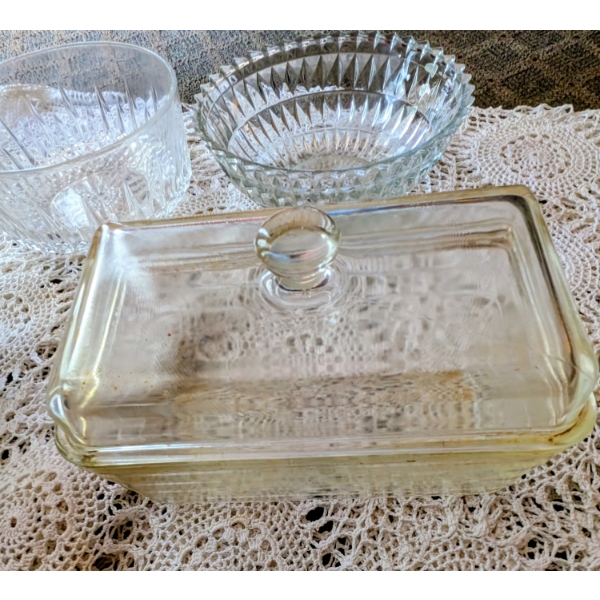 Vintage Glass Juicer, Some Pyrex, Crystal Bowls & More