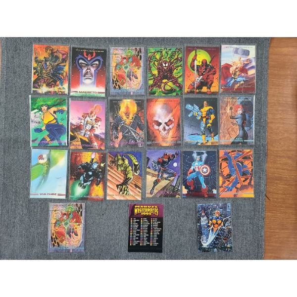 21 Assorted Near Mint 1993 Marvel Trading Cards Including Carnage, Magneto, Deadpool & More!