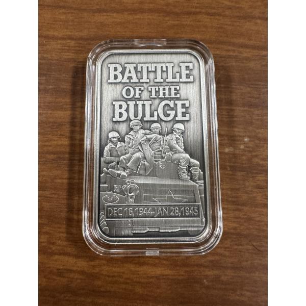 Rare Battle of The Bulge One Pure Ounce .999 Fine Silver In Holder - Mint Condition