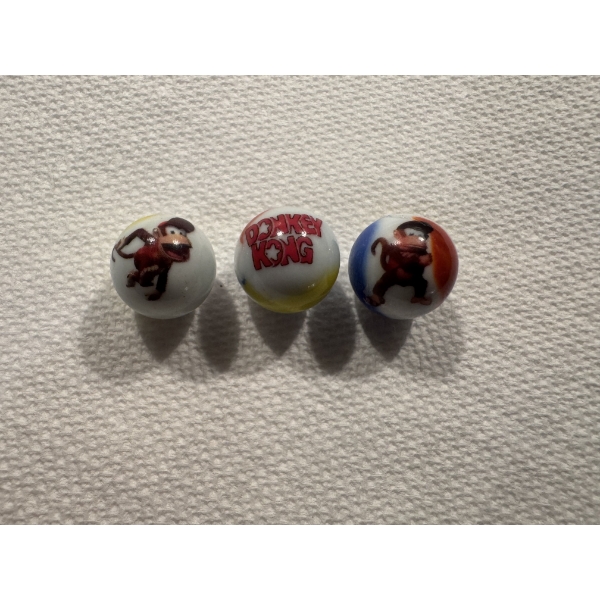 3 - Vintage Donkey Kong Glass Advertising Marbles