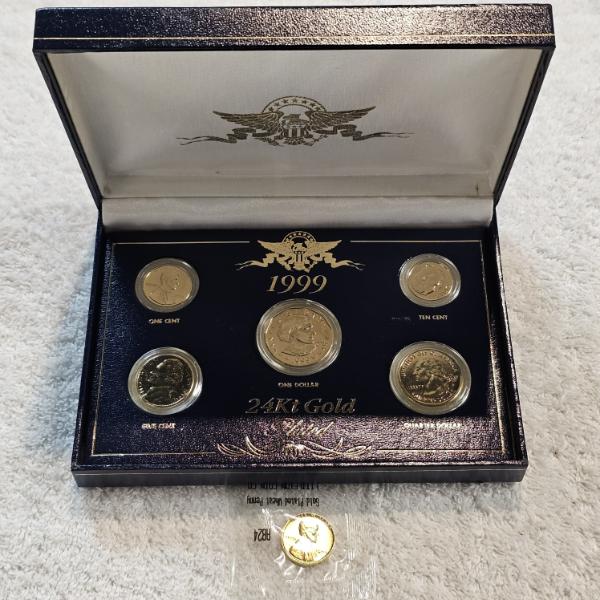 1999 24kt Gold Plated U.S. Coin Set in Protective Display Box - AFV $1.42