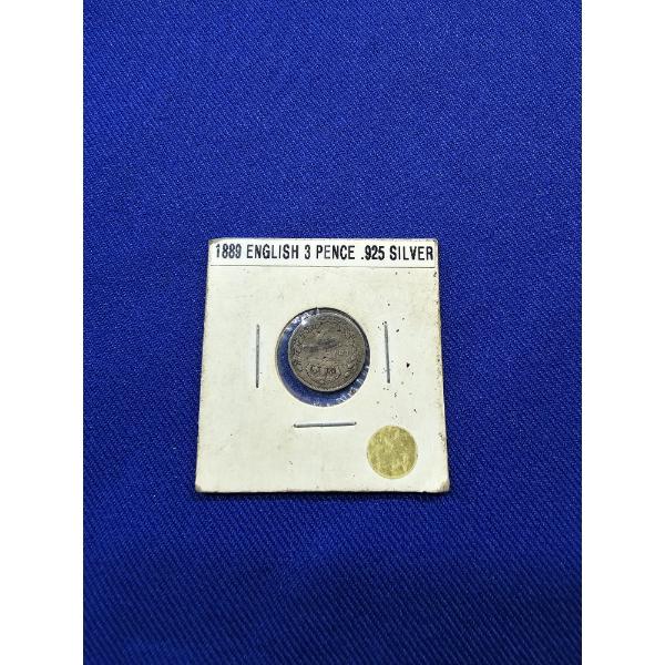 1889 English 3 Pence Coin - .925 Silver