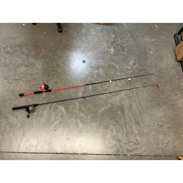 Set of 2 Fishing Poles with Bobbers - Shakespeare - Firebird - Wayfarer - Ozark Trail - 67 inches