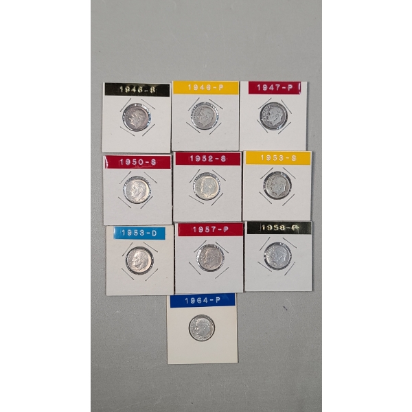 Assorted Years/Mint Marks United States Roosevelt 90% Silver Dimes - Face Value: $1.00