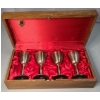 Image 1 : (4) Thai Solid Nickel Bronze Wine Goblets In Box