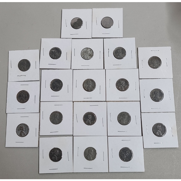 (20) 1943 Lincoln Steel Cents - Face Value: $0.20