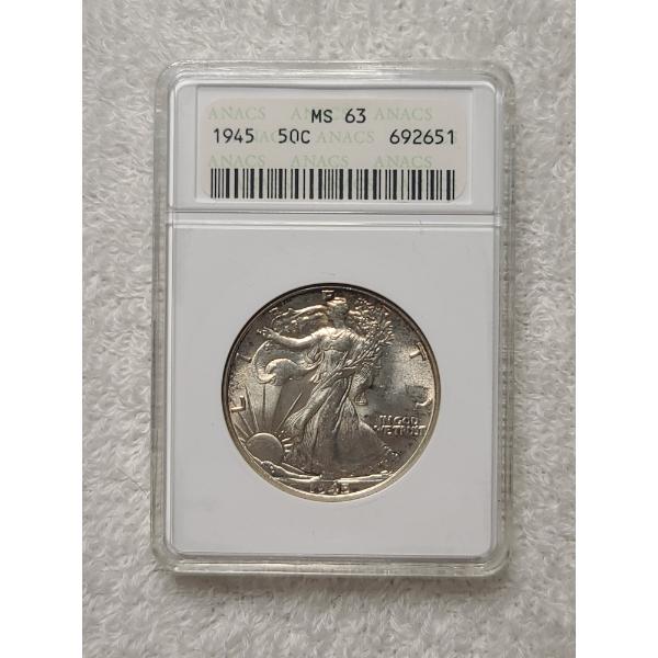 ANACS MS63 Graded 1945 Silver Walking Liberty Half Dollar