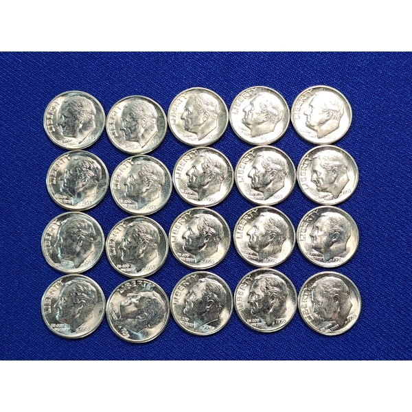 x20 Brilliant Uncirculated Roosevelt Dimes - 90% Silver - FV: $2.00 